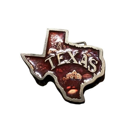 Vintage Texas Belt Buckle Oil‎ Derrick Alamo Lone Star State Souvenir - Picture 1 of 2